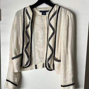 Ralph Lauren ♥️ Women's Cream Bolero Jacket with Black Trim Sz 12